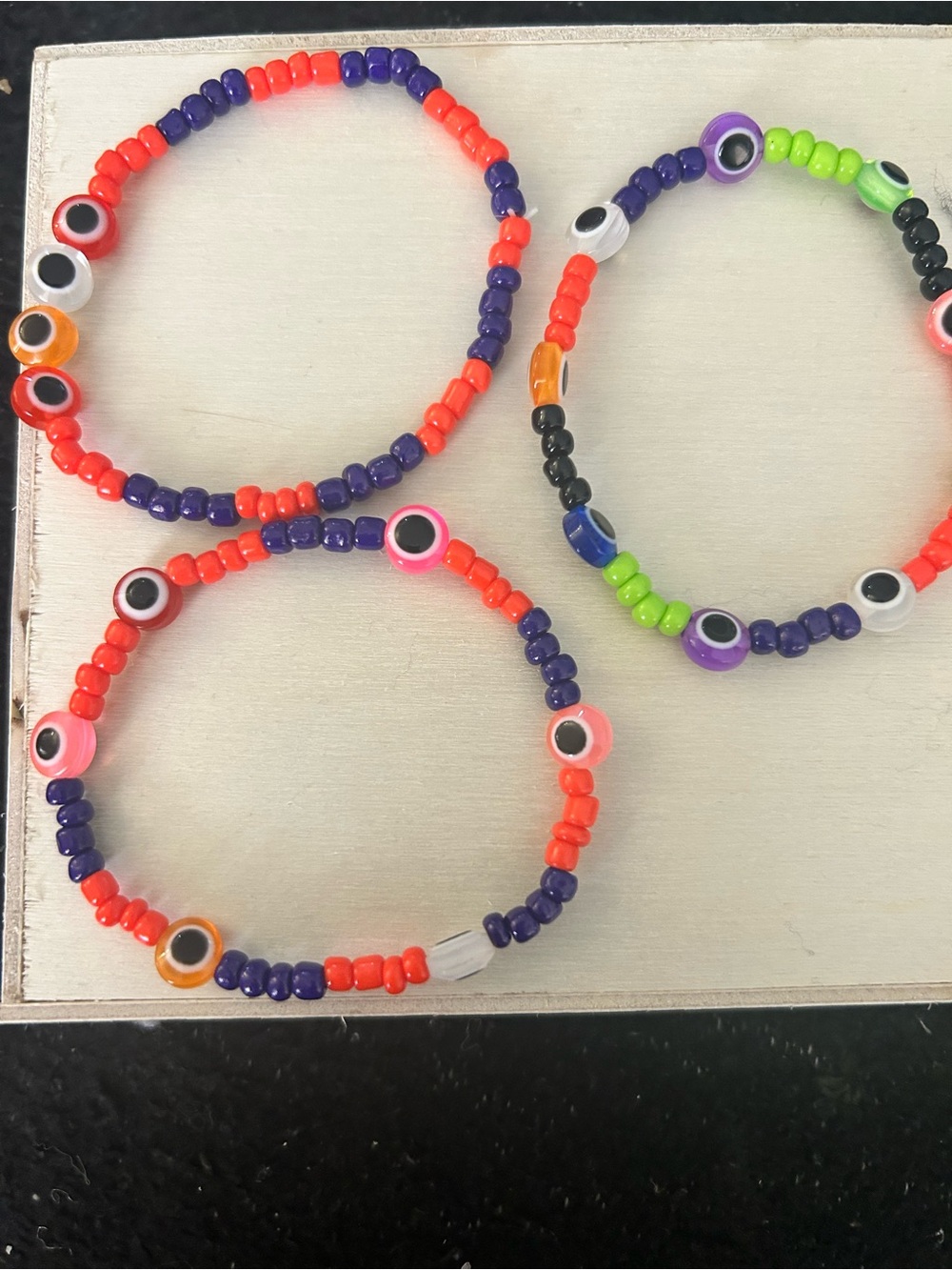 Monster Eye Bracelet Trio- Purple & Neon Orange